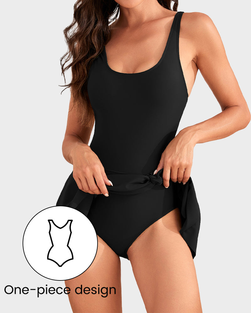 Marivelle™ – Tummy-Control Skirted One-Piece Swimsuit with Built-In Bra + 50% OFF