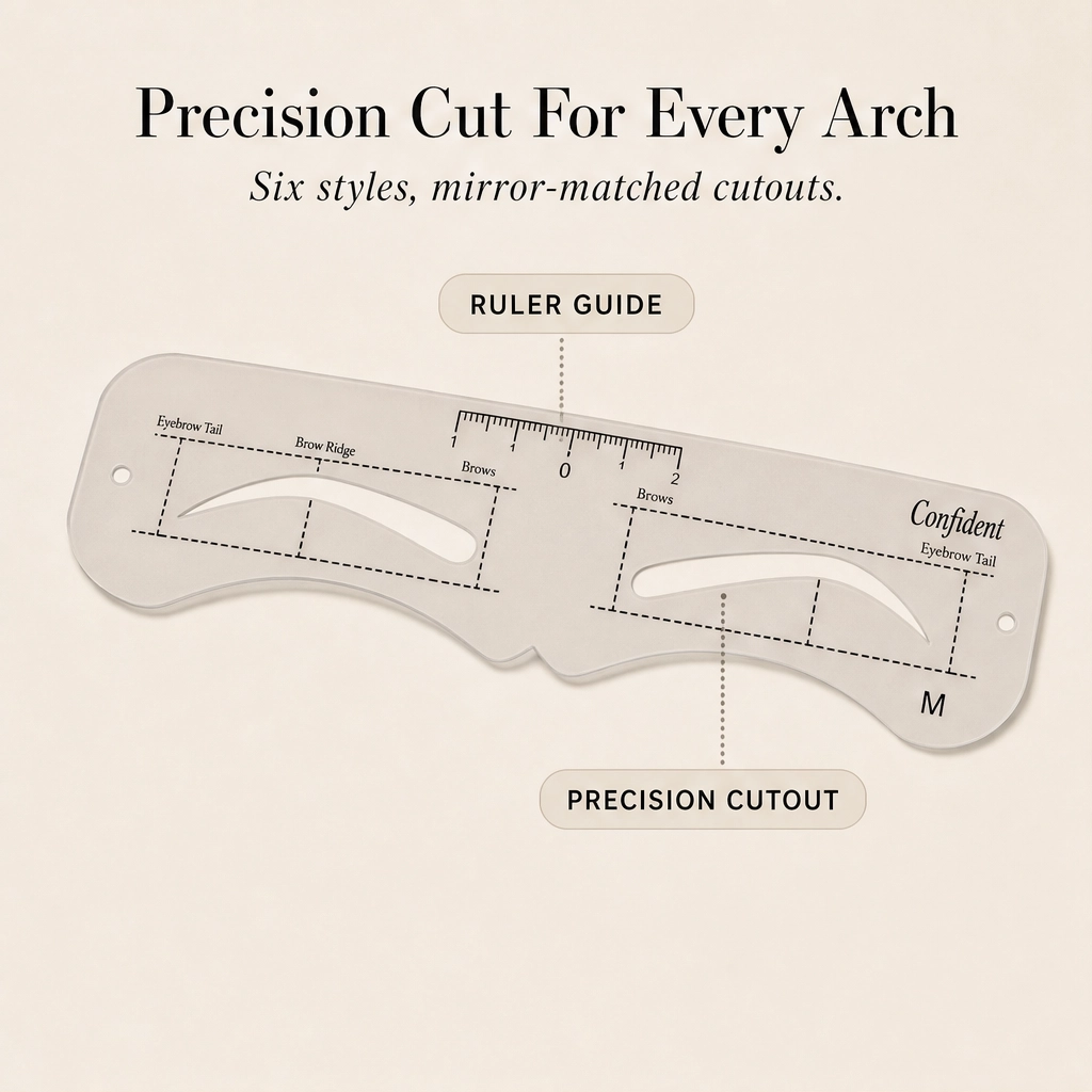 Finesse™ – 12-Shape Eyebrow Stencil Kit with Adjustable Strap &amp; Ruler + 1+1 FREE