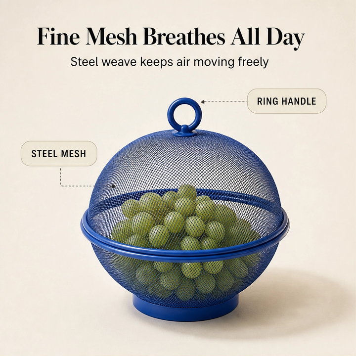 Larder™ – Breathable Mesh Fruit Basket with Dome Lid &amp; Built-In Colander + 50% OFF