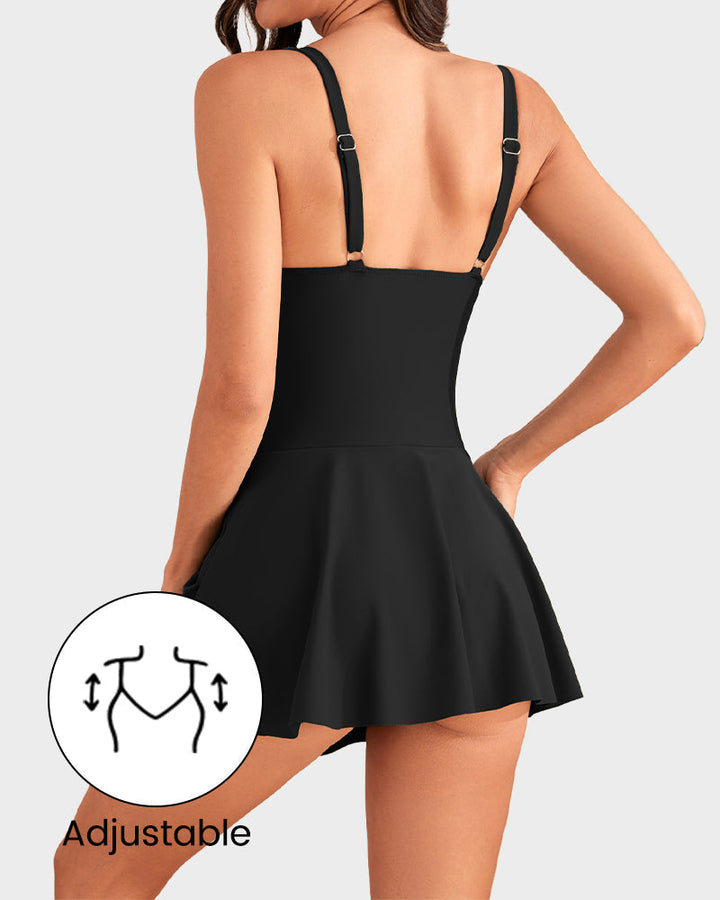 Marivelle™ – Tummy-Control Skirted One-Piece Swimsuit with Built-In Bra + 50% OFF