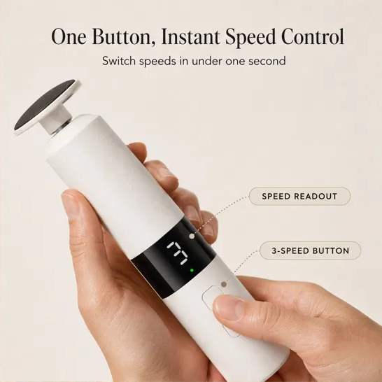 Satinwell™ – Cordless 3-Speed Electric Pedicure File with Digital Display + 50% OFF