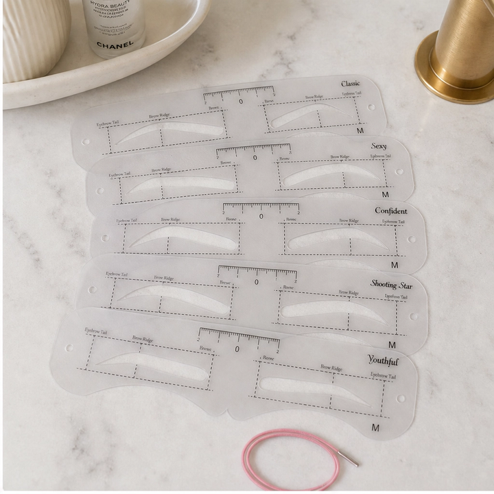 Finesse™ – 12-Shape Eyebrow Stencil Kit with Adjustable Strap &amp; Ruler + 1+1 FREE