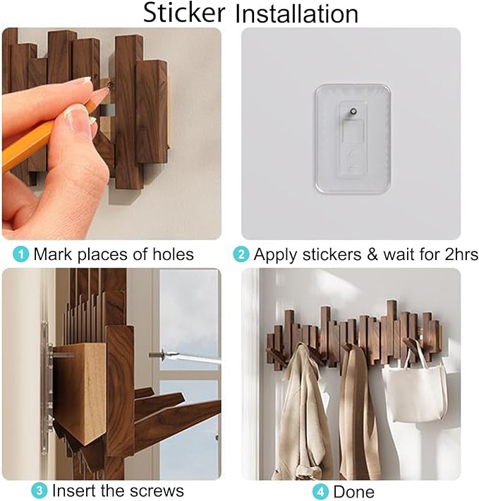 The AuraCoat Piano Rack - Wall-Mounted Wooden Coat Rack with Piano Key Style Design + 50% OFF