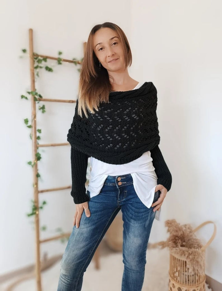 The AuraKnit Cable Wrap – Versatile Knitted Shrug for Women + 50% OFF
