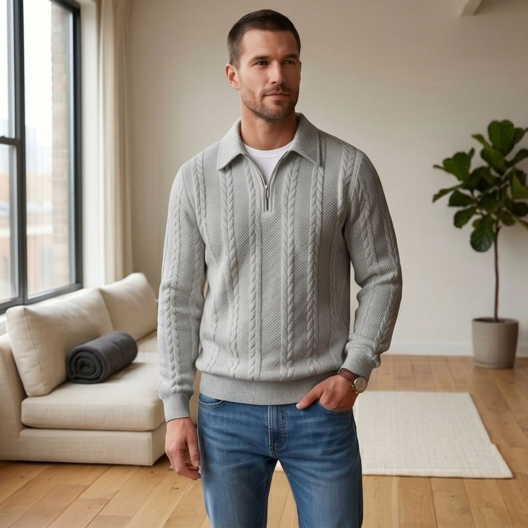Braidwell™ – Cable-Knit Half-Zip Men&