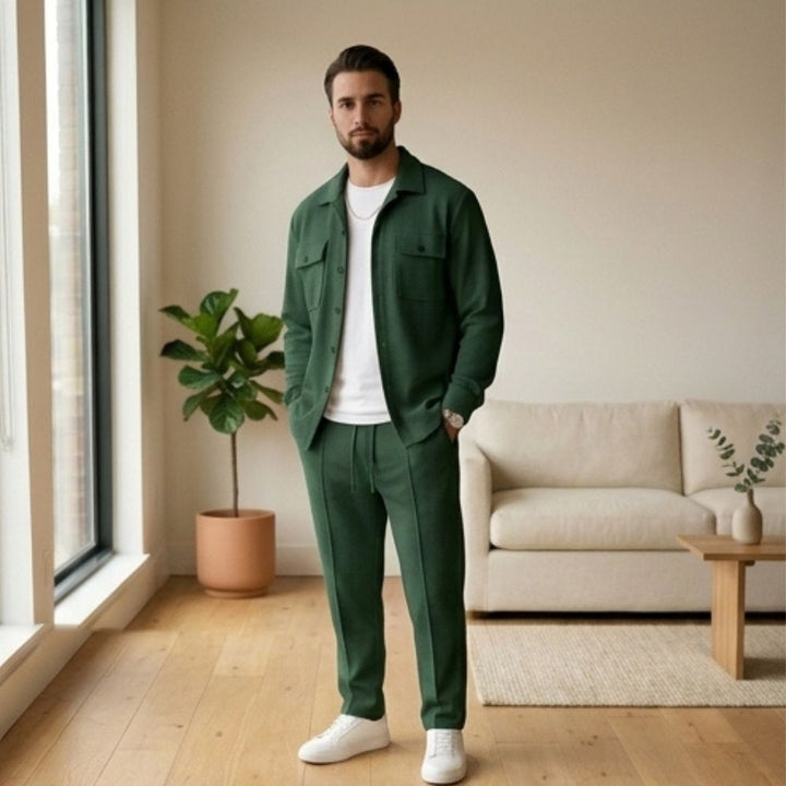 Harlow™ – Waffle-Knit Shirt Jacket &amp; Straight-Leg Pants 2-Piece Set for Men + 50% OFF
