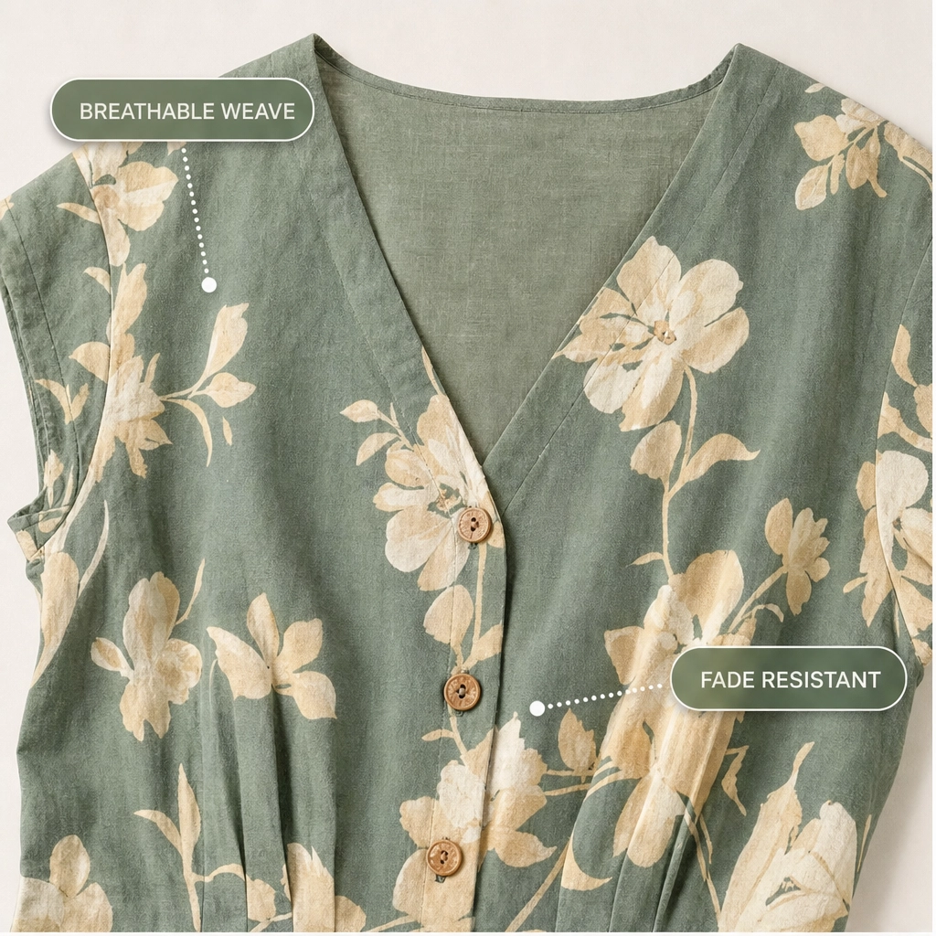 Verbena™ – Floral V-Neck Button-Down Pleated Midi Dress + 50% OFF