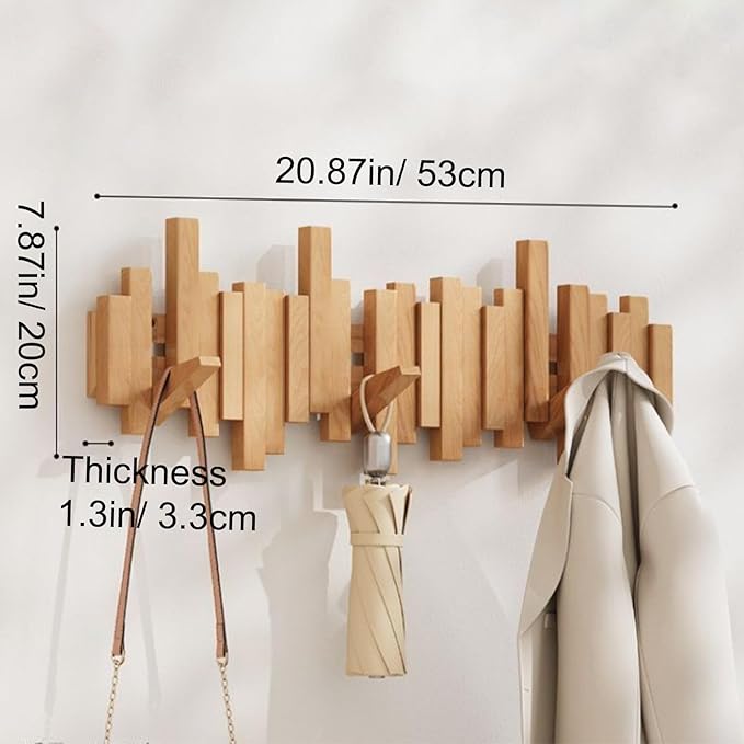 The AuraCoat Piano Rack - Wall-Mounted Wooden Coat Rack with Piano Key Style Design + 50% OFF
