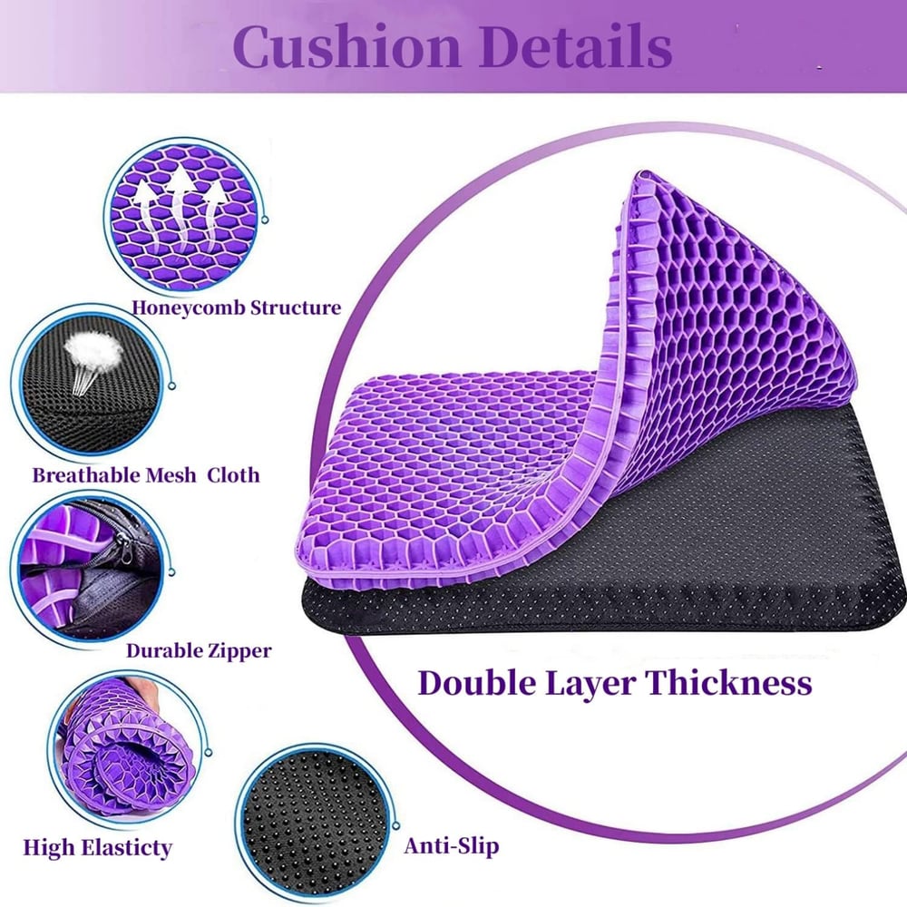Hivecore™ – Double-Layer Honeycomb Gel Seat Cushion for All-Day Comfort &amp; Pain Relief + 50% OFF