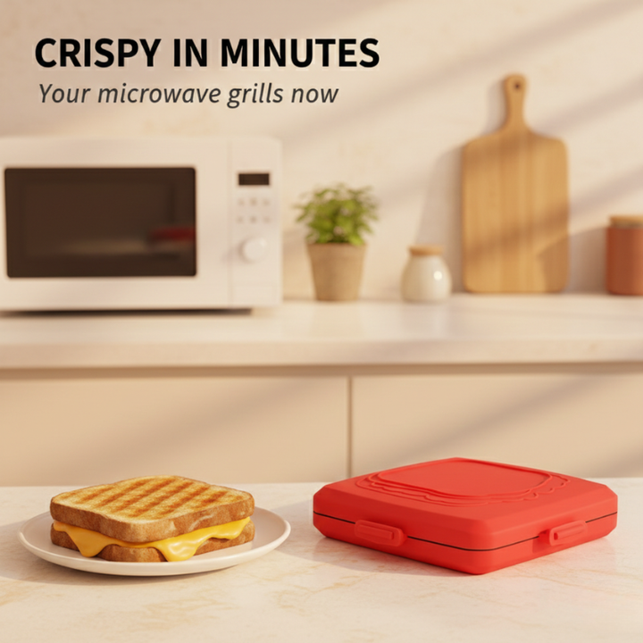 Crispwell™ – Microwave Grill &amp; Sandwich Maker for Crispy Paninis in Minutes + 50% OFF