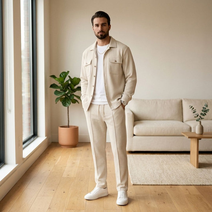 Harlow™ – Waffle-Knit Shirt Jacket &amp; Straight-Leg Pants 2-Piece Set for Men + 50% OFF