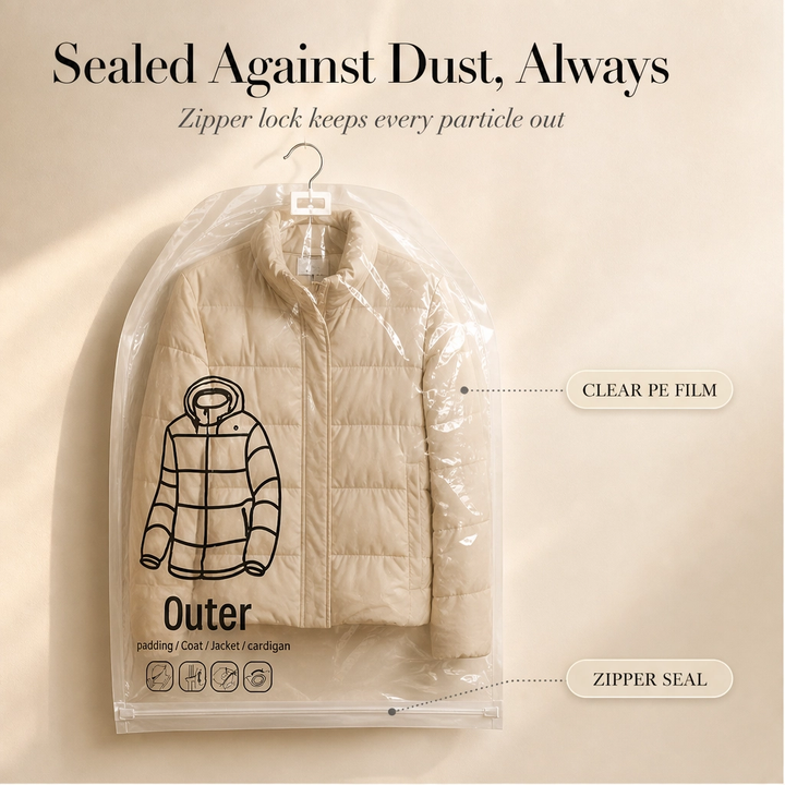 Hushvault™ – Hanging Vacuum Storage Bags for Coats, Jackets &amp; Closet Organization + 50% OFF