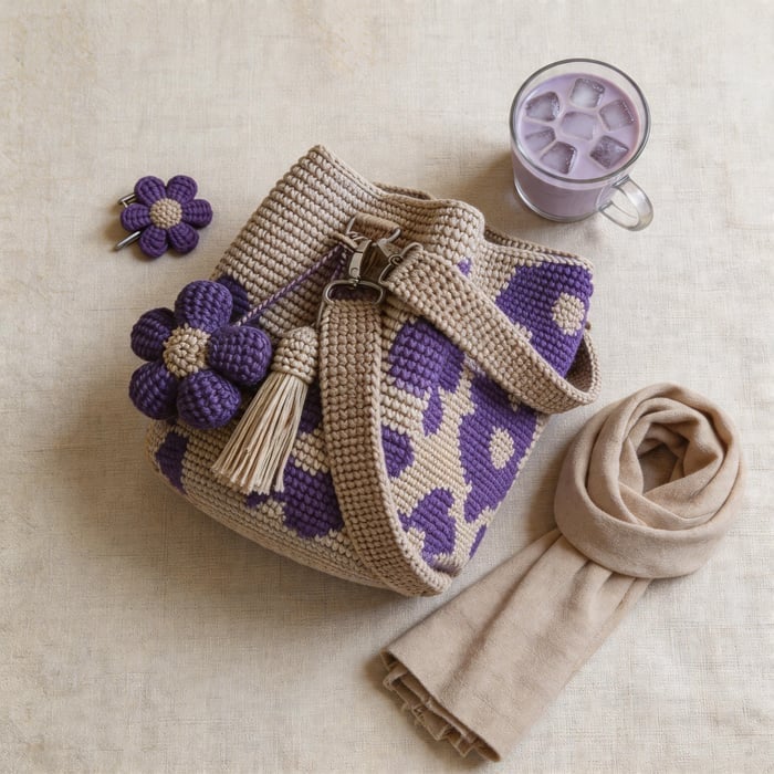 Marigold Lane™ – Handmade Crochet Flower Tote with 3D Floral Appliqués &amp; Tassel Charm + 50% OFF