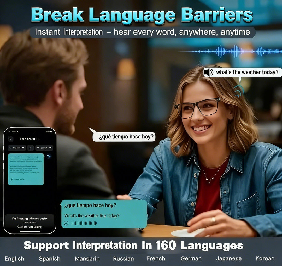 AI Interpretation Smart Glasses - Speak 160 Languages &amp; AI Chat + 50% OFF