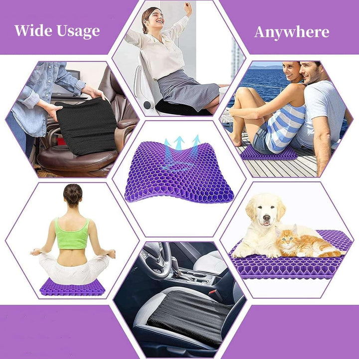 Hivecore™ – Double-Layer Honeycomb Gel Seat Cushion for All-Day Comfort &amp; Pain Relief + 50% OFF