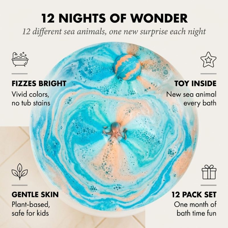 Coralbloom™ – Kids Bath Bomb Gift Set with Surprise Sea Animal Toys, 12-Pack + 50% OFF