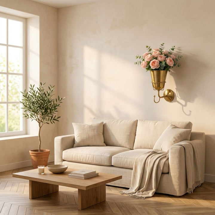 Patina™ – Vintage Brass Wall-Mounted Flower Vase with Hook + 50% OFF