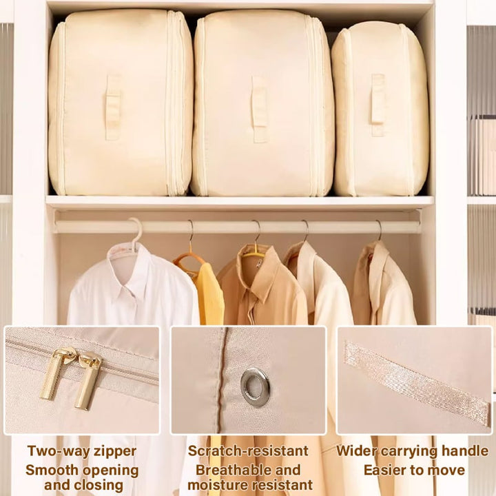 The AuraMax Compression Organizer - Ultra Space Saving, Self-Compression, and Large Khaki Size + 50% OFF