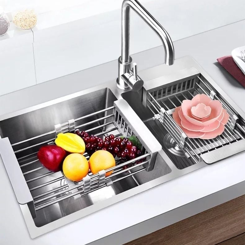 Basinwell™ – Expandable Stainless Steel Over-Sink Dish Drainer &amp; Produce Rack + 50% OFF