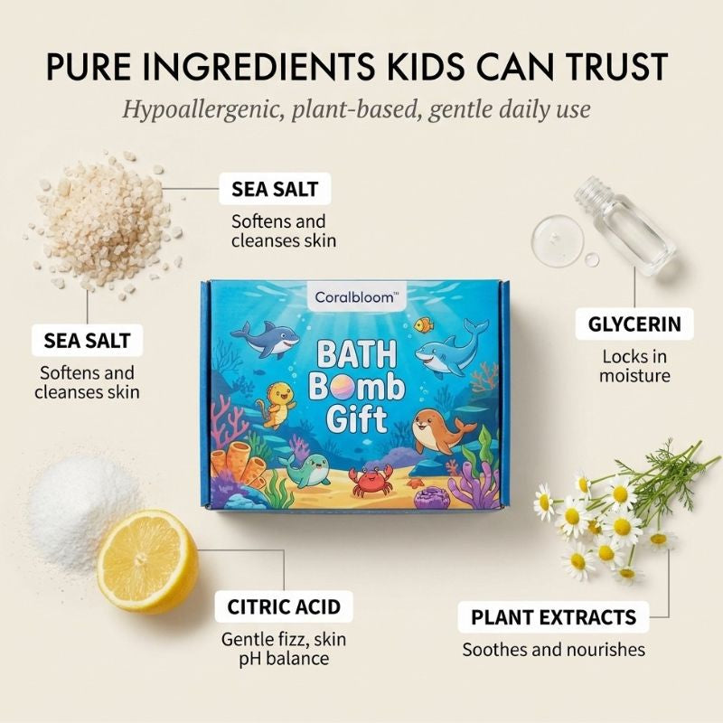 Coralbloom™ – Kids Bath Bomb Gift Set with Surprise Sea Animal Toys, 12-Pack + 50% OFF