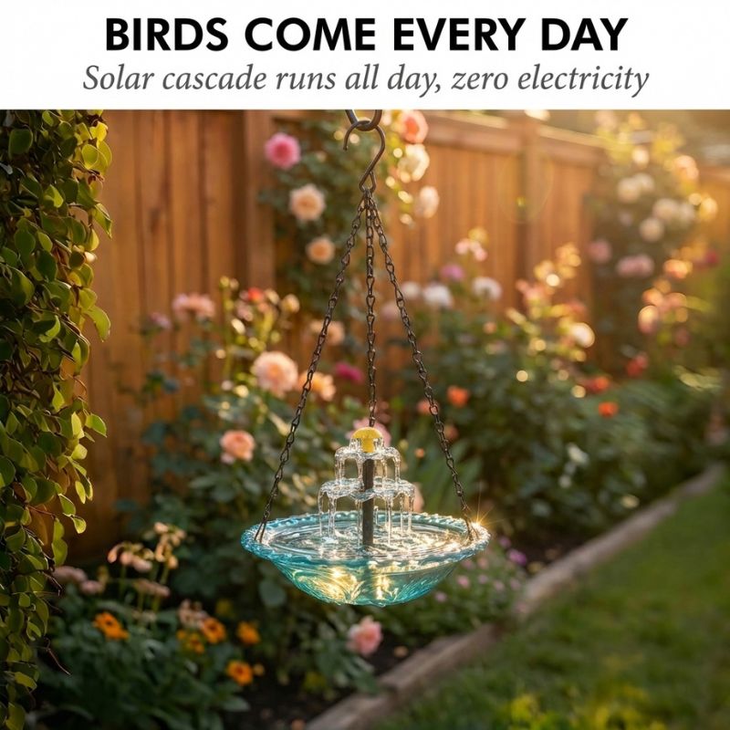 Bower™ – Solar Cascade Hanging Bird Bath Fountain + 50% OFF