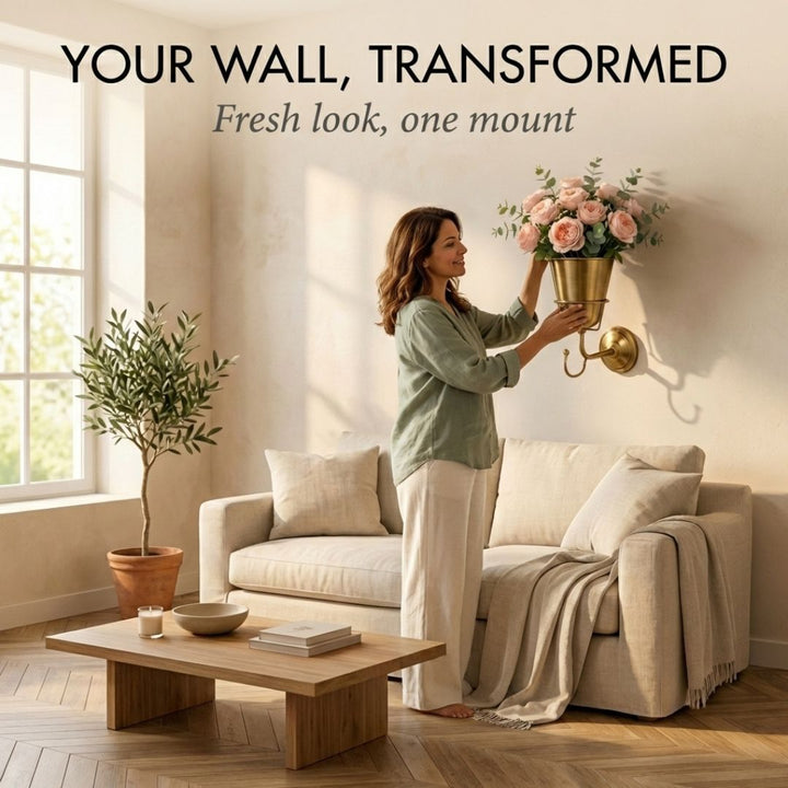 Patina™ – Vintage Brass Wall-Mounted Flower Vase with Hook + 50% OFF