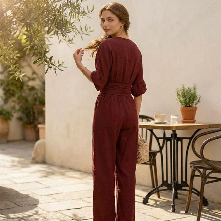 Solelle™ – Elegant V-Neck Wide-Leg Jumpsuit + 50% OFF