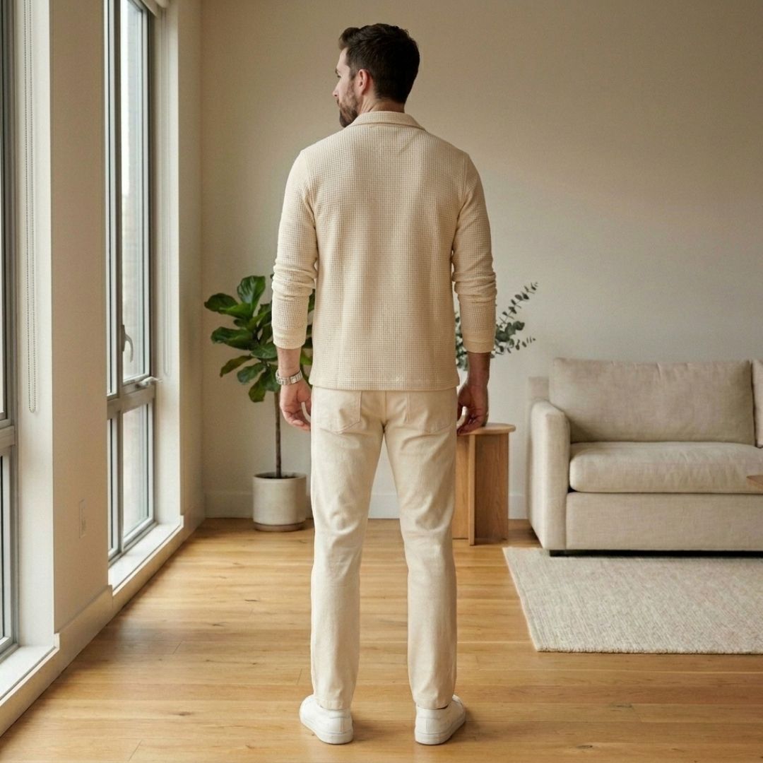 Harlow™ – Waffle-Knit Shirt Jacket &amp; Straight-Leg Pants 2-Piece Set for Men + 50% OFF
