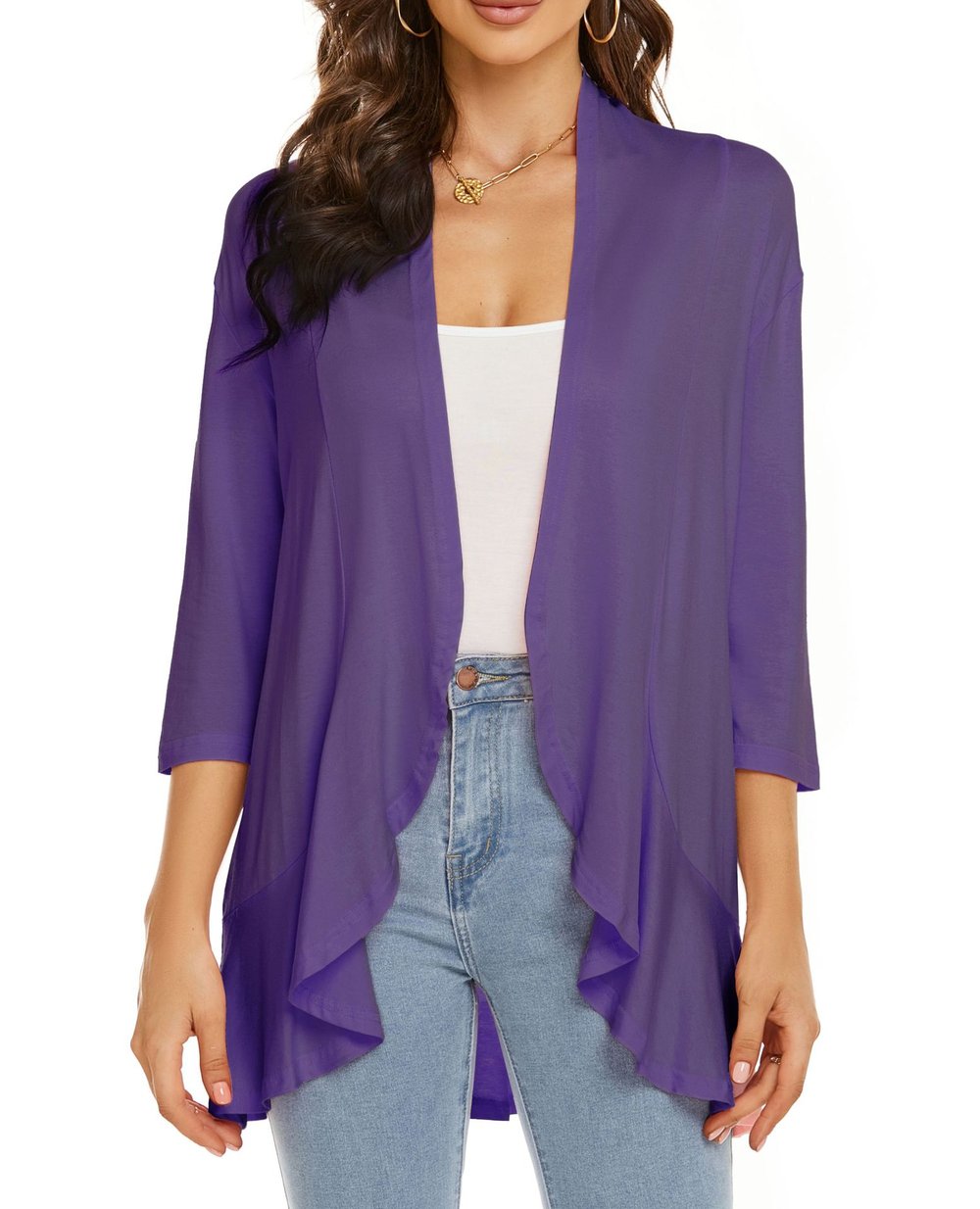 Drapelle™ – Lightweight Draped Open-Front Ruffle Cardigan + 50% OFF