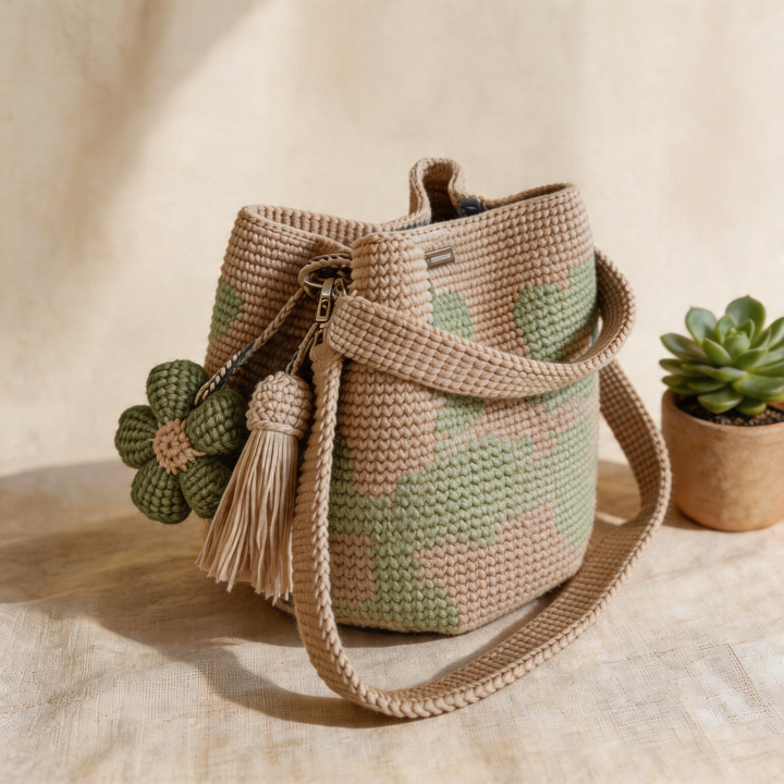 Marigold Lane™ – Handmade Crochet Flower Tote with 3D Floral Appliqués &amp; Tassel Charm + 50% OFF