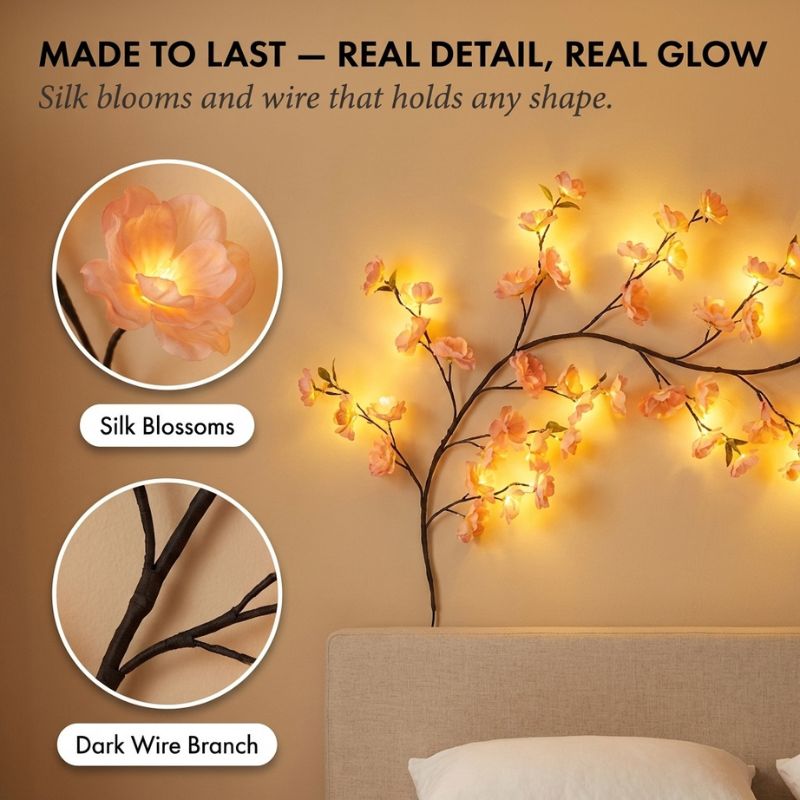 Bloomdusk™ – Bendable Cherry Blossom Vine LED Wall Light + 50% OFF