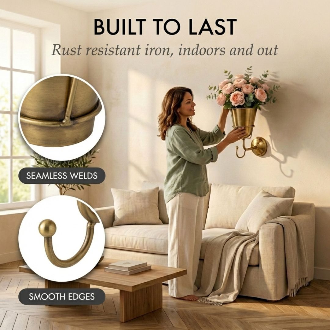 Patina™ – Vintage Brass Wall-Mounted Flower Vase with Hook + 50% OFF