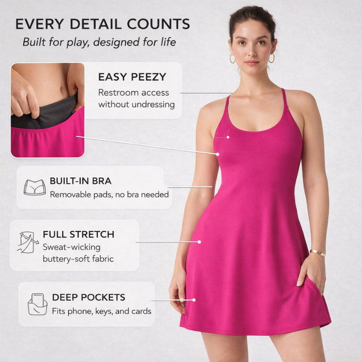 Glidform™ – Built-In Shorts, Pockets &amp; Bra Support Athletic Dress + 50% OFF