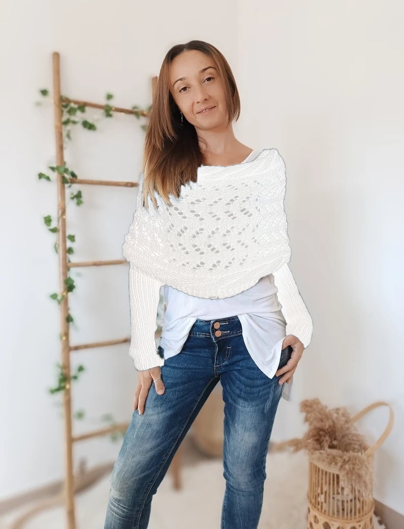 The AuraKnit Cable Wrap – Versatile Knitted Shrug for Women + 50% OFF