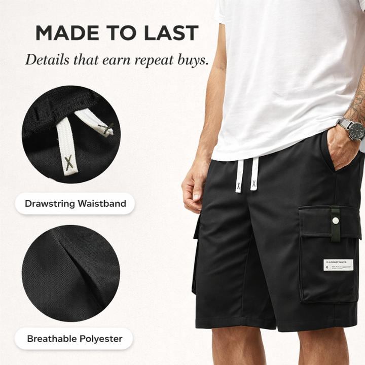 Haul™ – Elastic Drawstring Waist Cargo Shorts for Men + 50% OFF