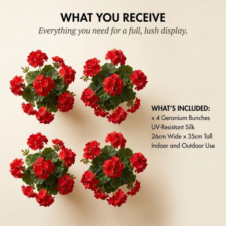 Arbora™ – UV Resistant Silk Artificial Geranium Flowers for Outdoor &amp; Indoor Decor + 50% OFF