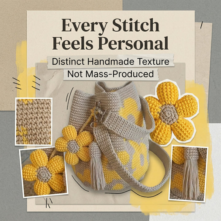 Marigold Lane™ – Handmade Crochet Flower Tote with 3D Floral Appliqués &amp; Tassel Charm + 50% OFF