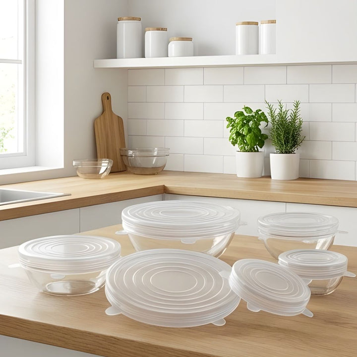 FreshLock™ – Airtight Stretch Silicone Food Cover Lids Set (6 Sizes, BPA-Free) + 50% OFF