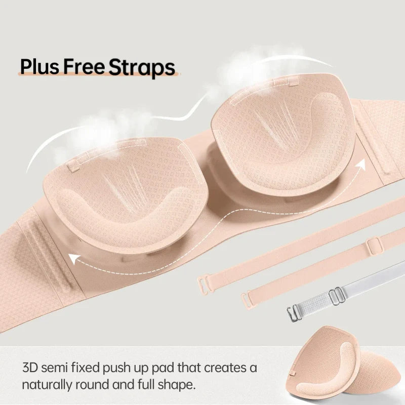 Bareli™ – Invisible Push-Up Strapless Bandeau Bra with Anti-Slip Grip + 50% OFF