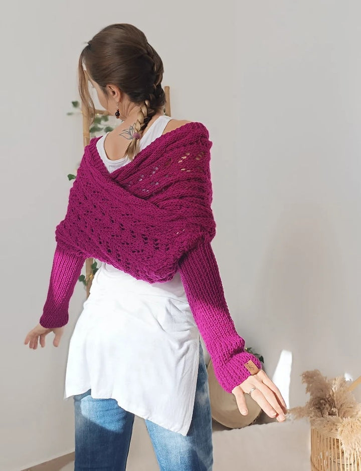 The AuraKnit Cable Wrap – Versatile Knitted Shrug for Women + 50% OFF
