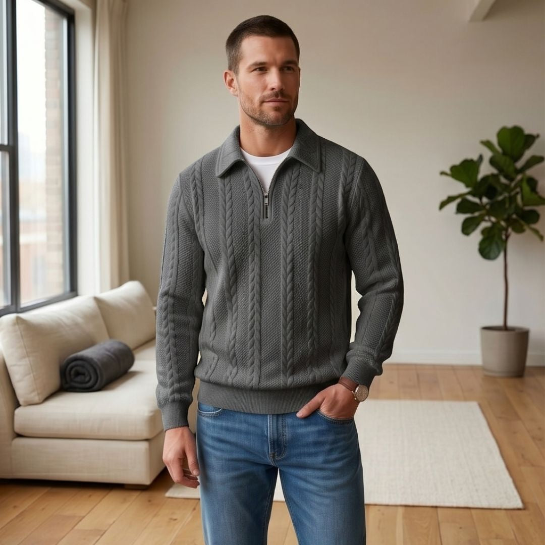 Braidwell™ – Cable-Knit Half-Zip Men&