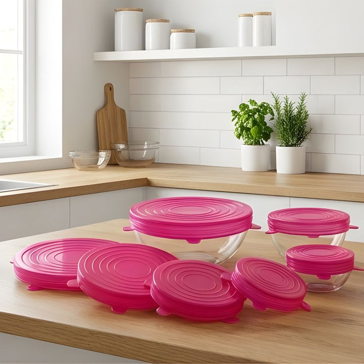 FreshLock™ – Airtight Stretch Silicone Food Cover Lids Set (6 Sizes, BPA-Free) + 50% OFF