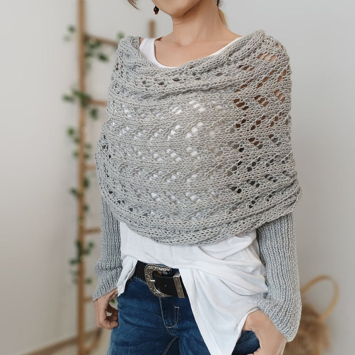 The AuraKnit Cable Wrap – Versatile Knitted Shrug for Women + 50% OFF