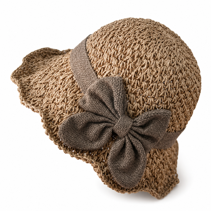 Brimwell™ – Adjustable Wide-Brim Packable Straw Sun Hat with Bow + 50% OFF