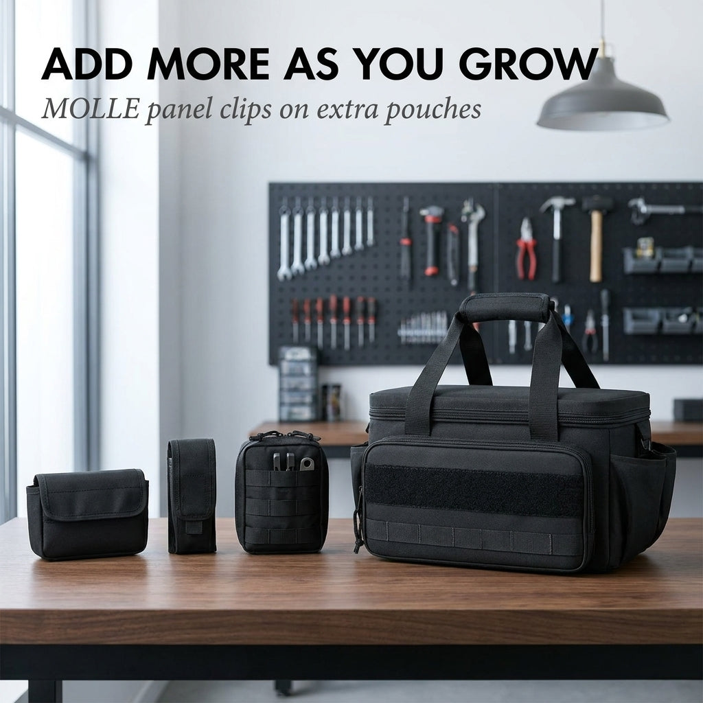 Haulcraft™ – Heavy-Duty Canvas Tool Bag with MOLLE Panel &amp; Padded Dual Handles + 50% OFF