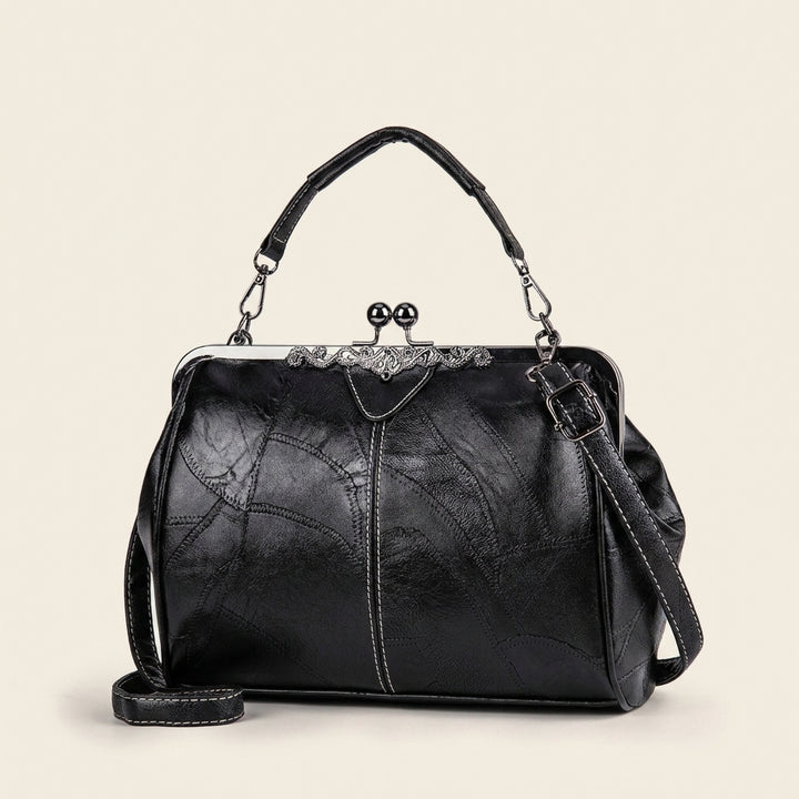Maisella™ – Vintage Kiss-Lock Leather Crossbody Handbag + 50% OFF