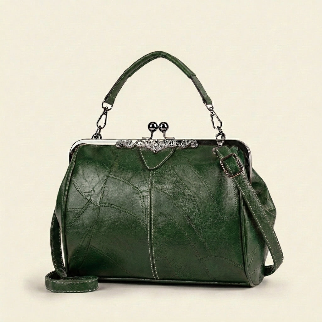 Maisella™ – Vintage Kiss-Lock Leather Crossbody Handbag + 50% OFF
