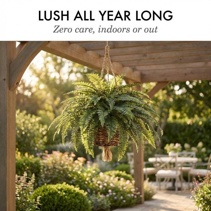 Verdant™ – Lifelike Cascading Fronds, UV-Resistant, Zero Maintenance Hanging Fern Plant + 50% OFF