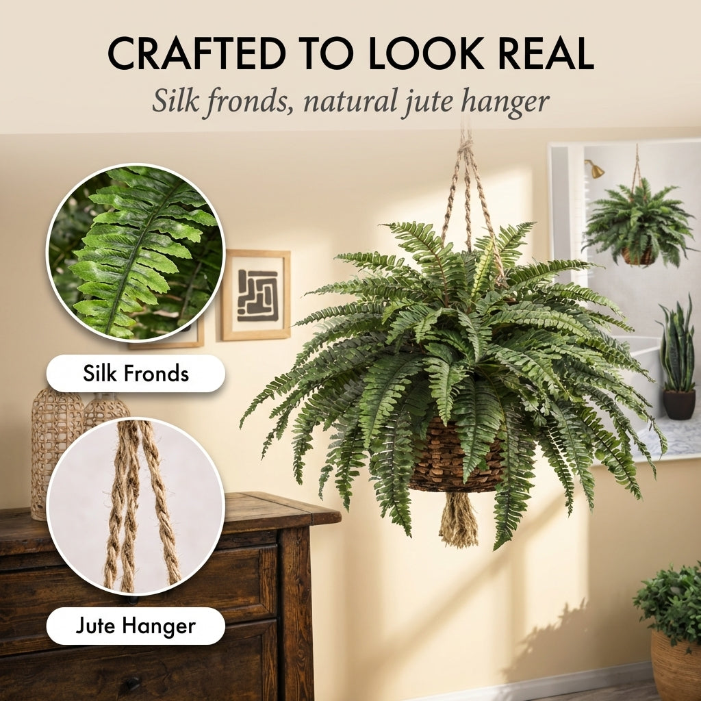 Verdant™ – Lifelike Cascading Fronds, UV-Resistant, Zero Maintenance Hanging Fern Plant + 50% OFF
