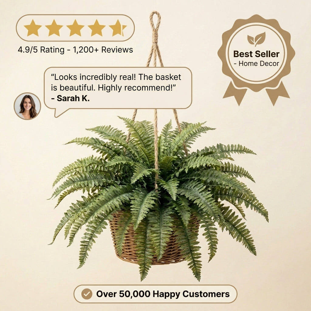 Verdant™ – Lifelike Cascading Fronds, UV-Resistant, Zero Maintenance Hanging Fern Plant + 50% OFF